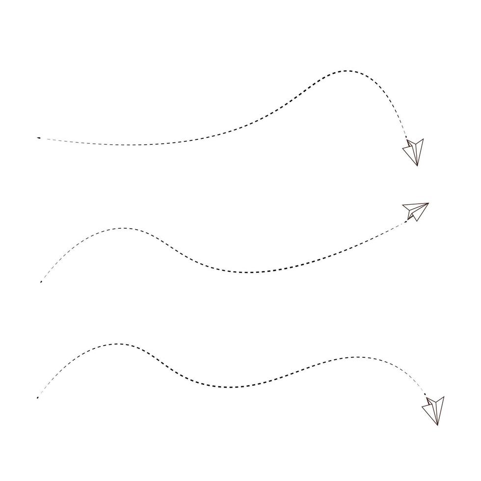 Vector set of dashed line arrows