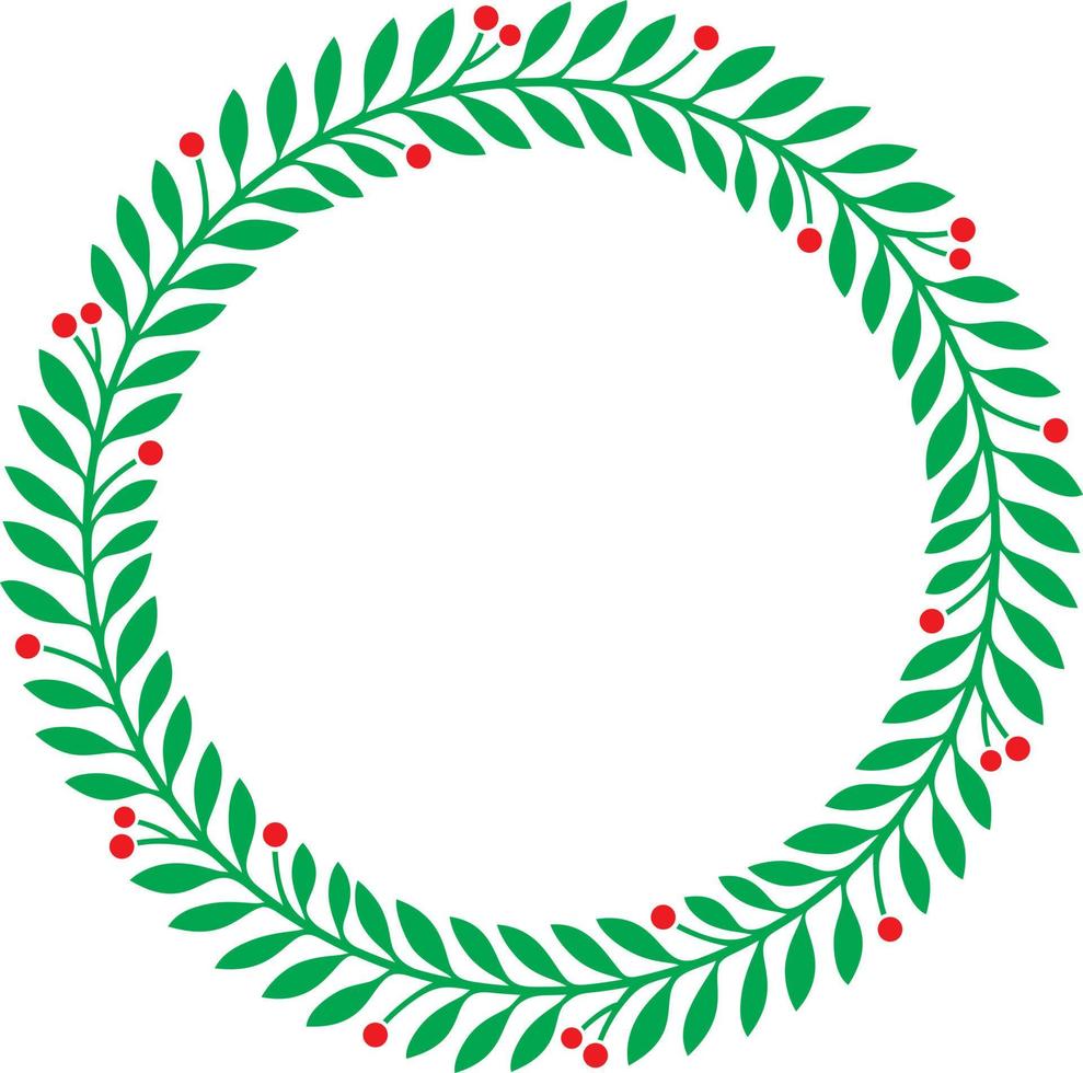 Christmas Holly Wreath Color. Vector Illustration. New Year Icon.