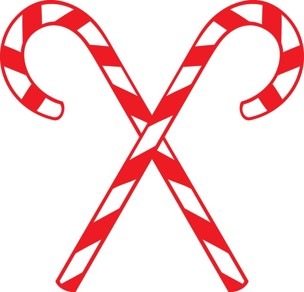 Crossed Christmas Stripped Candy Cane Vector Illustration. Sugary Sweets. New Year Icon.