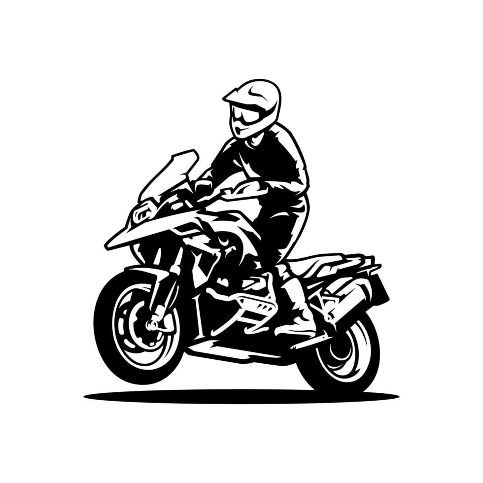 silhouette of adventure motorcycle illustration logo vector