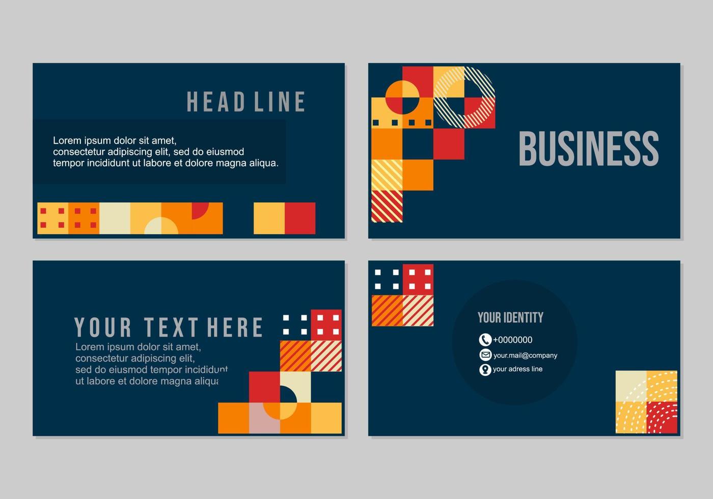 Powerpoint business presentation templates set. Use for modern presentation background, brochure design, website slider, landing page, annual report, company profile, social media banner. vector