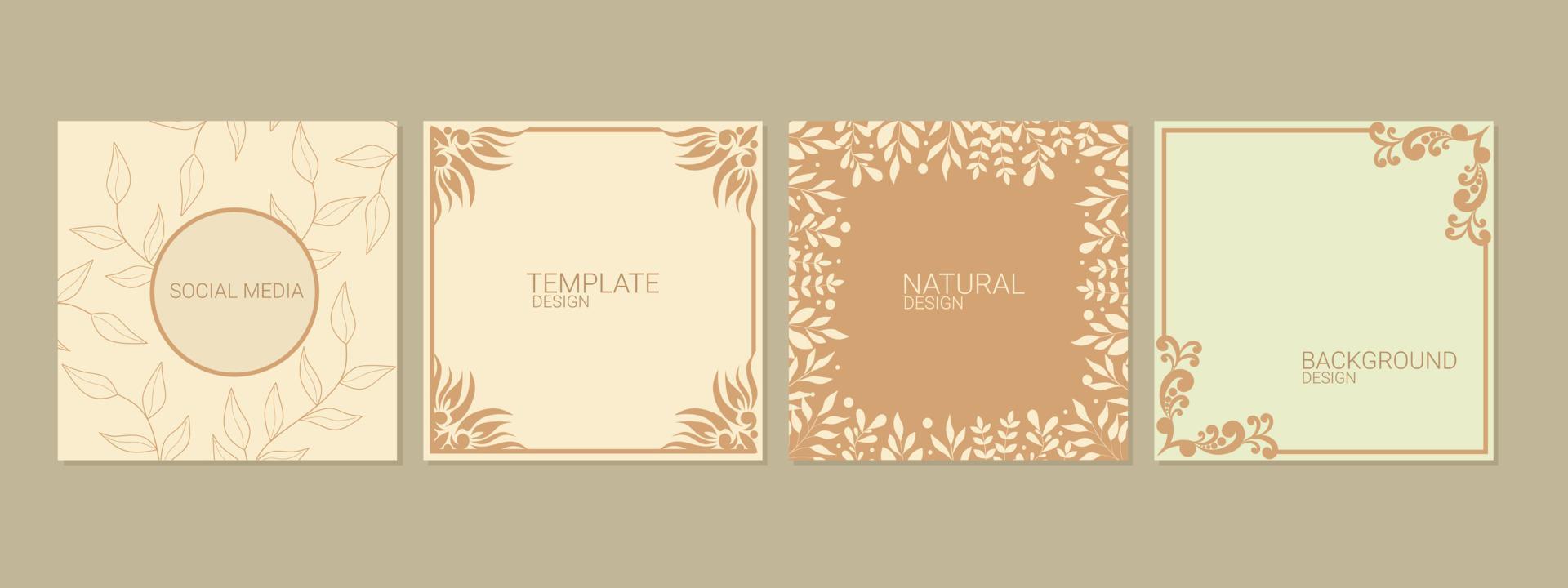 classic theme box social media post template. Decorative vintage frames or borders to be use on the post, invitations, brochures, journals. silhouette leaf decoration. vector