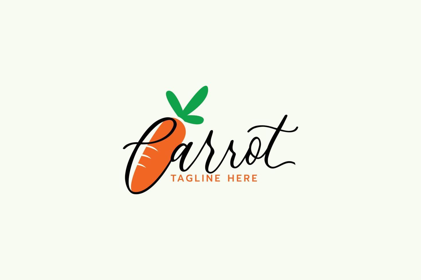 organic carrot logo with a carrot attached to the letter C in the text carrot. vector