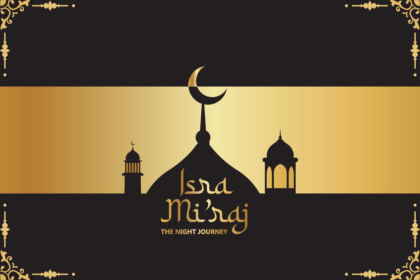 Al-Isra wal Mi'raj means The night journey of Prophet Muhammad. Islamic Background Design Template. Vector Illustration.