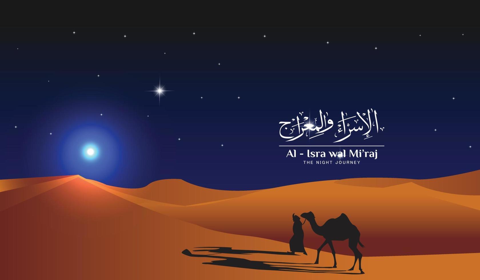 Al-Isra wal Mi'raj' means The night journey of Prophet Muhammad. Islamic Background Design Template. Vector Illustration.