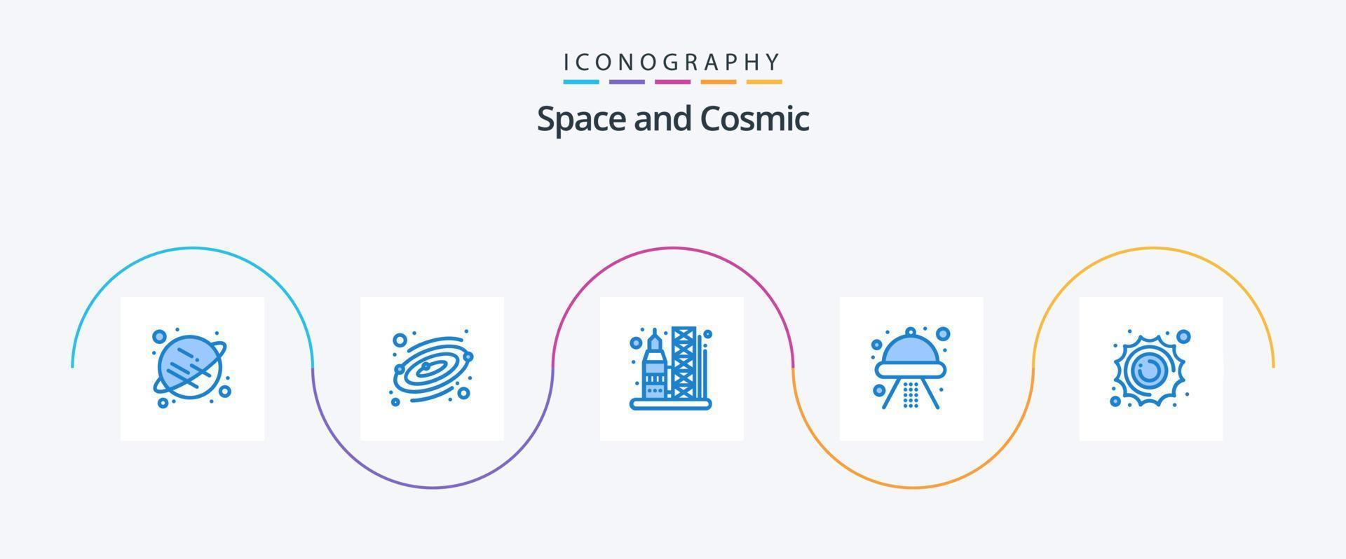 paquete de iconos space blue 5 que incluye espacio. astronomía. transportación. sol. espacio vector