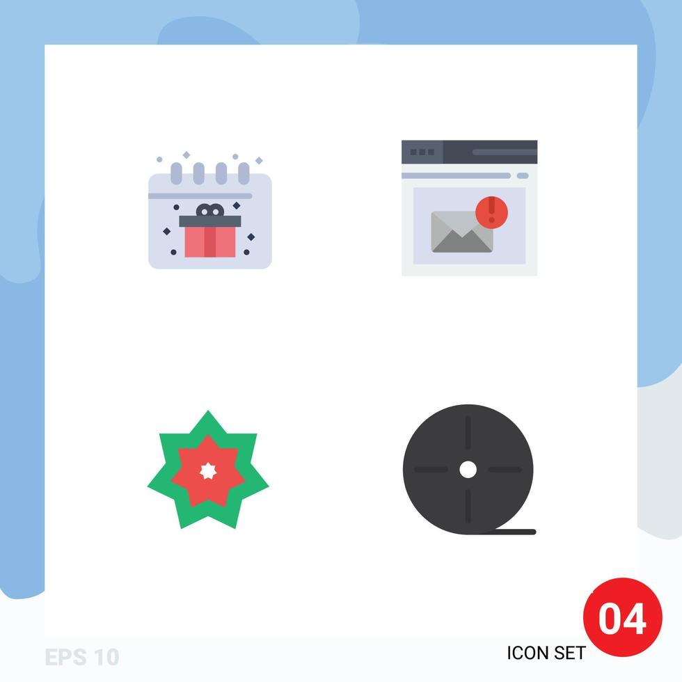 Modern Set of 4 Flat Icons Pictograph of birthday islam browser page month Editable Vector Design Elements