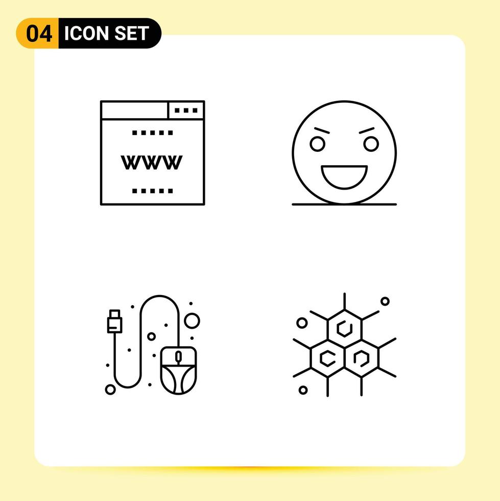 Pack of 4 creative Filledline Flat Colors of internet computer site horror scroll Editable Vector Design Elements