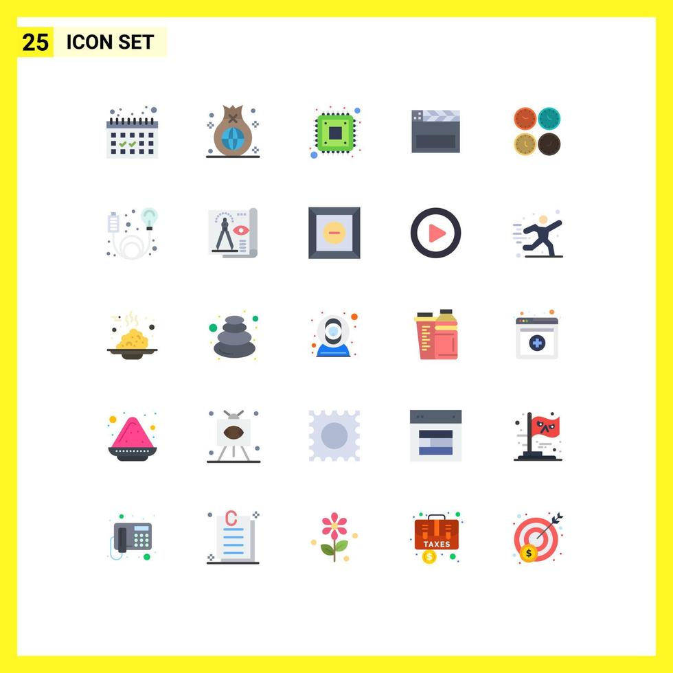 Modern Set of 25 Flat Colors and symbols such as business video computer usa american Editable Vector Design Elements