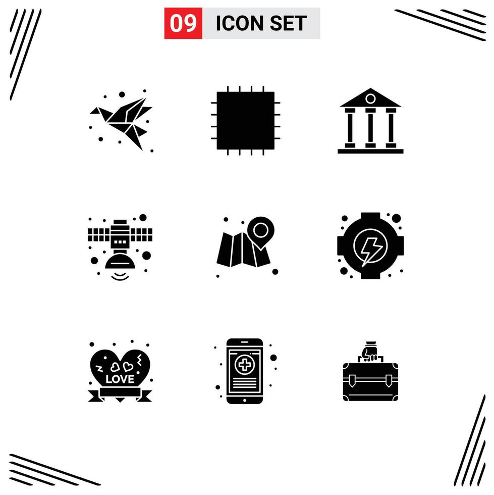 Stock Vector Icon Pack of 9 Line Signs and Symbols for location transmission finance space radio Editable Vector Design Elements