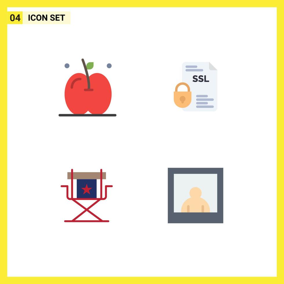 Modern Set of 4 Flat Icons and symbols such as apple director banking security star Editable Vector Design Elements