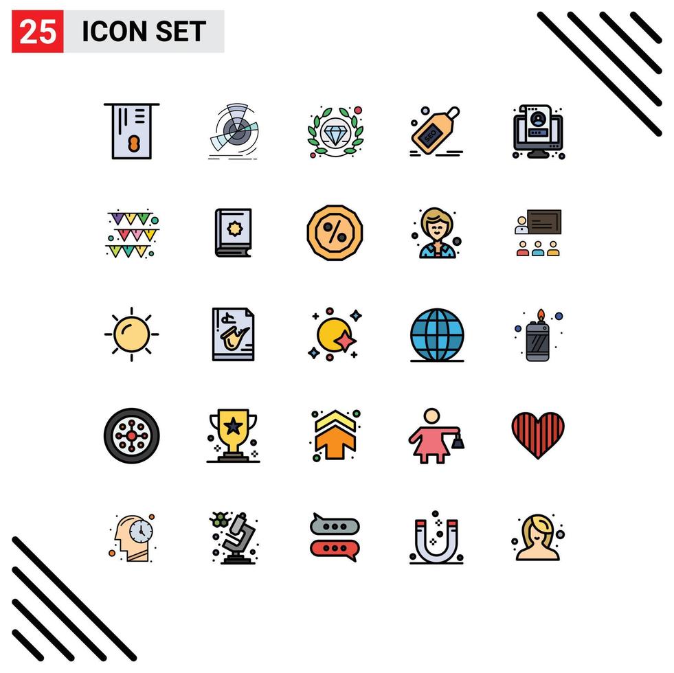 25 Universal Filled line Flat Colors Set for Web and Mobile Applications lcd offer premium discount packages Editable Vector Design Elements
