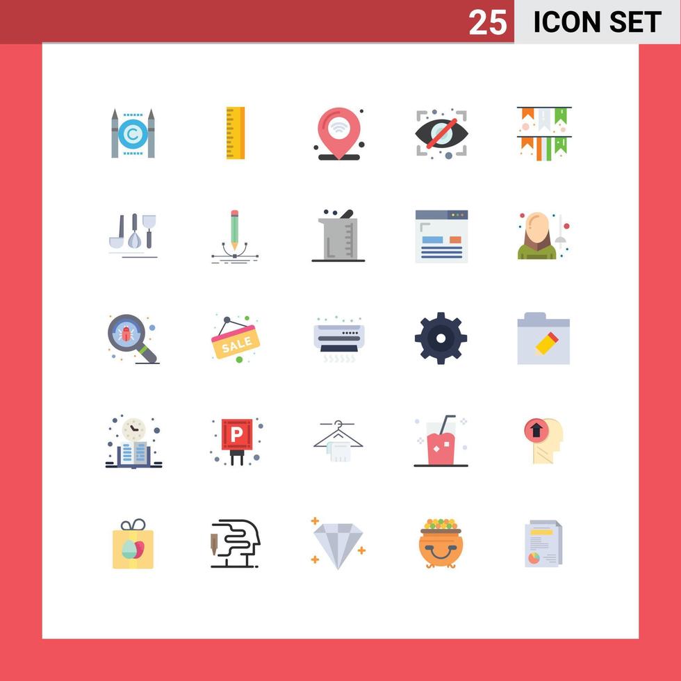 Set of 25 Commercial Flat Colors pack for garland security internet private block Editable Vector Design Elements
