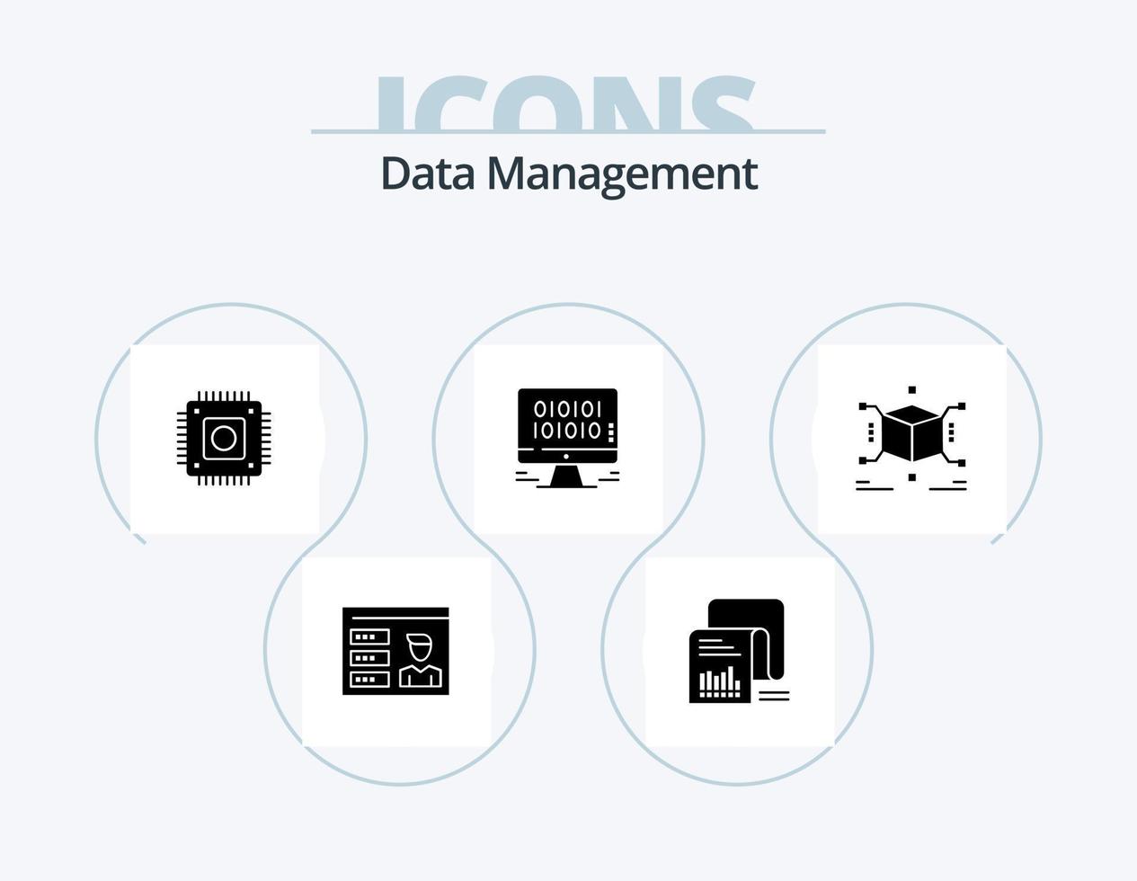 Data Management Glyph Icon Pack 5 Icon Design. data . computer. documents . microchip . chip vector