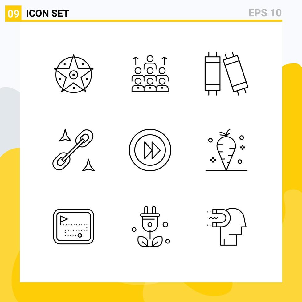 Modern Set of 9 Outlines and symbols such as seo clip management light halogen Editable Vector Design Elements