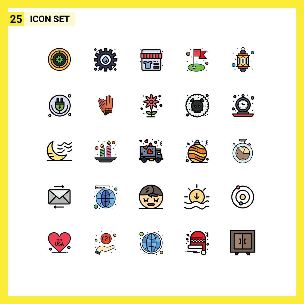 conjunto de 25 iconos de interfaz de usuario modernos símbolos signos para luz de linterna venta éxito logro elementos de diseño vectorial editables vector