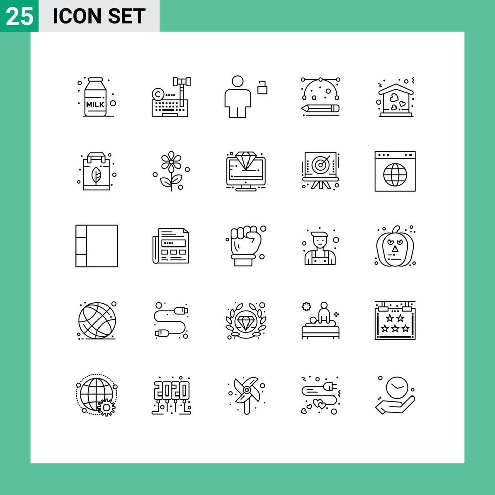 25 Universal Lines Set for Web and Mobile Applications home development tools avatar designing tools unlocked Editable Vector Design Elements