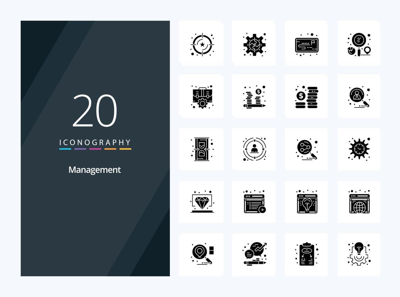 20 Management Solid Glyph icon for presentation vector