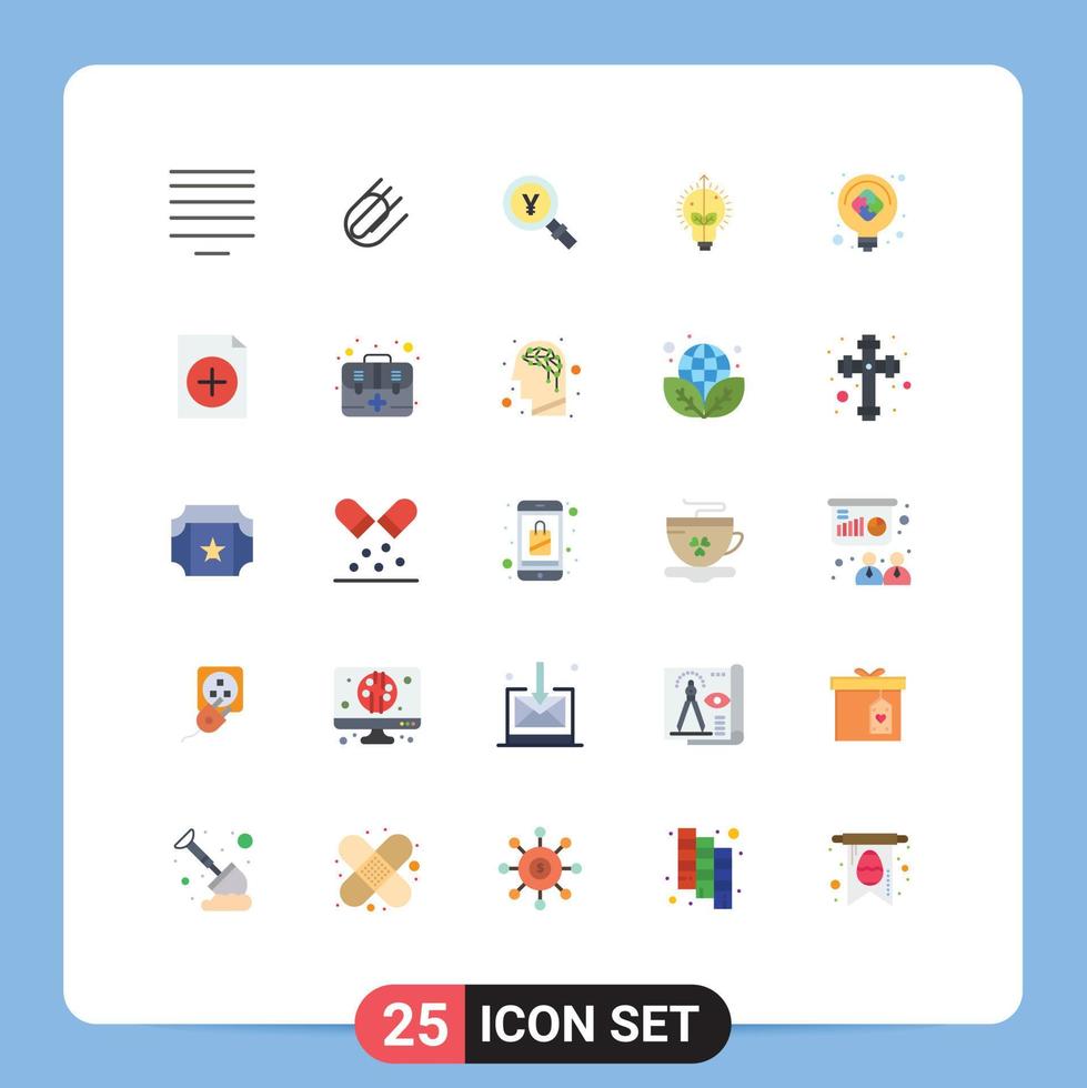 Flat Color Pack of 25 Universal Symbols of light bulb light japan bulb success Editable Vector Design Elements