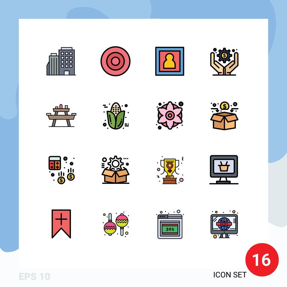 Stock Vector Icon Pack of 16 Line Signs and Symbols for park bench photo business operations business administration Editable Creative Vector Design Elements