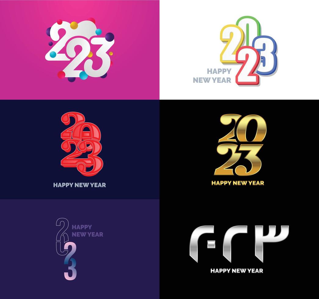 Big Collection of 2023 Happy New Year symbols Cover of business diary for 2023 with wishes vector