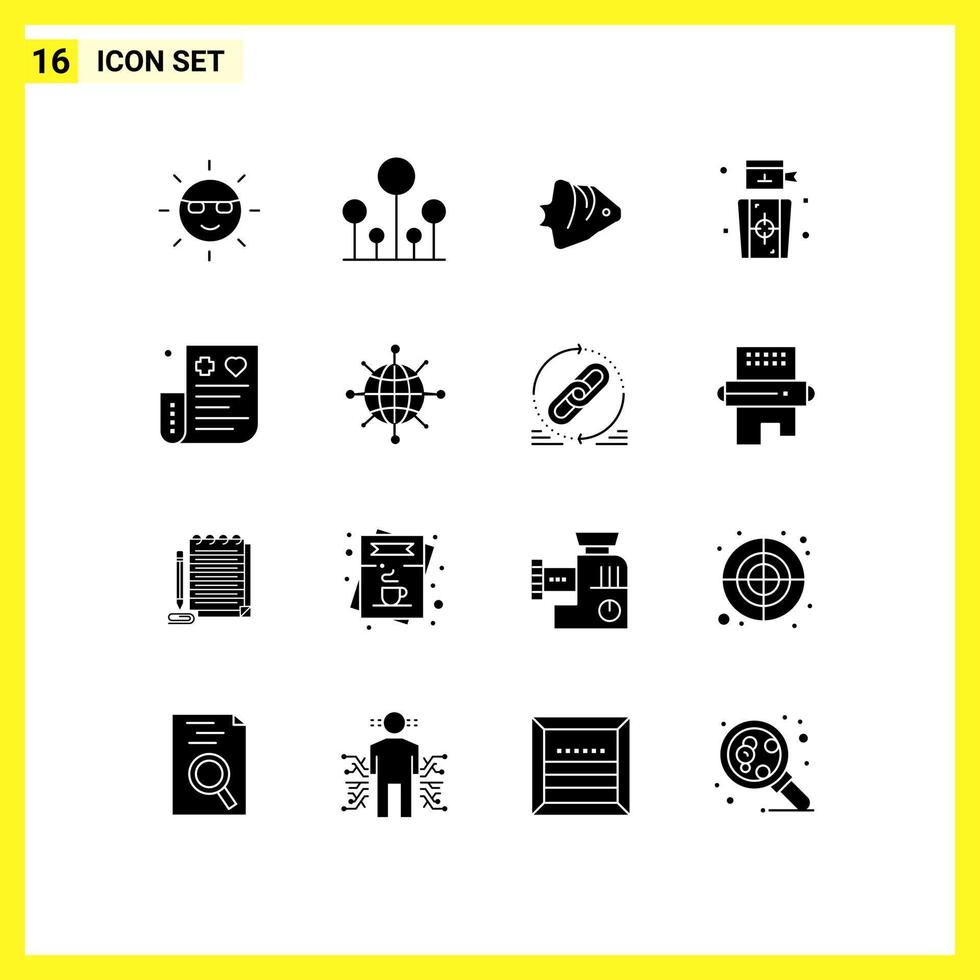 Pictogram Set of 16 Simple Solid Glyphs of target goal tree darts schooling Editable Vector Design Elements