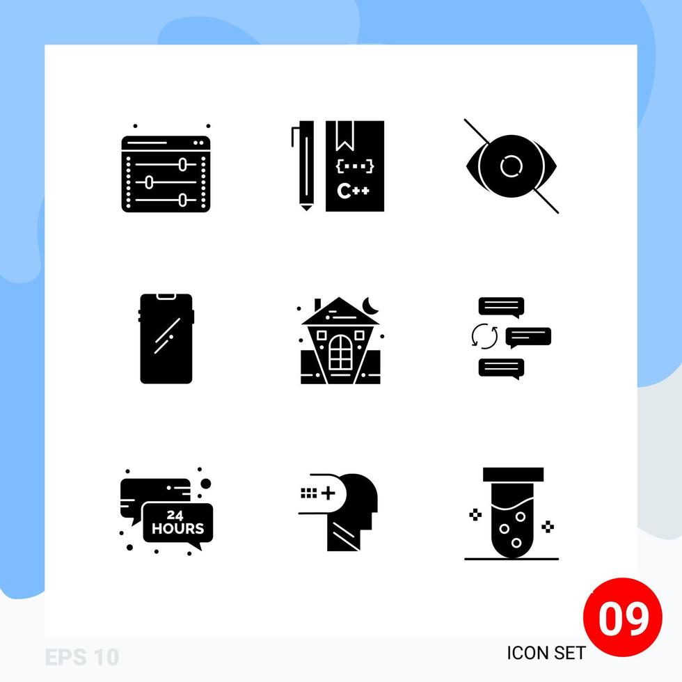 Modern Set of 9 Solid Glyphs Pictograph of huawei smart phone development phone vision Editable Vector Design Elements