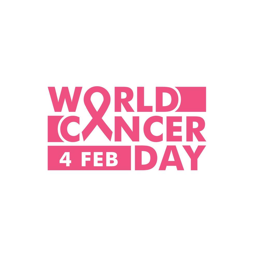 Cancer Day Typography Concept with Cancer Ribbon Vector Illustration for 4 February Poster, Banner