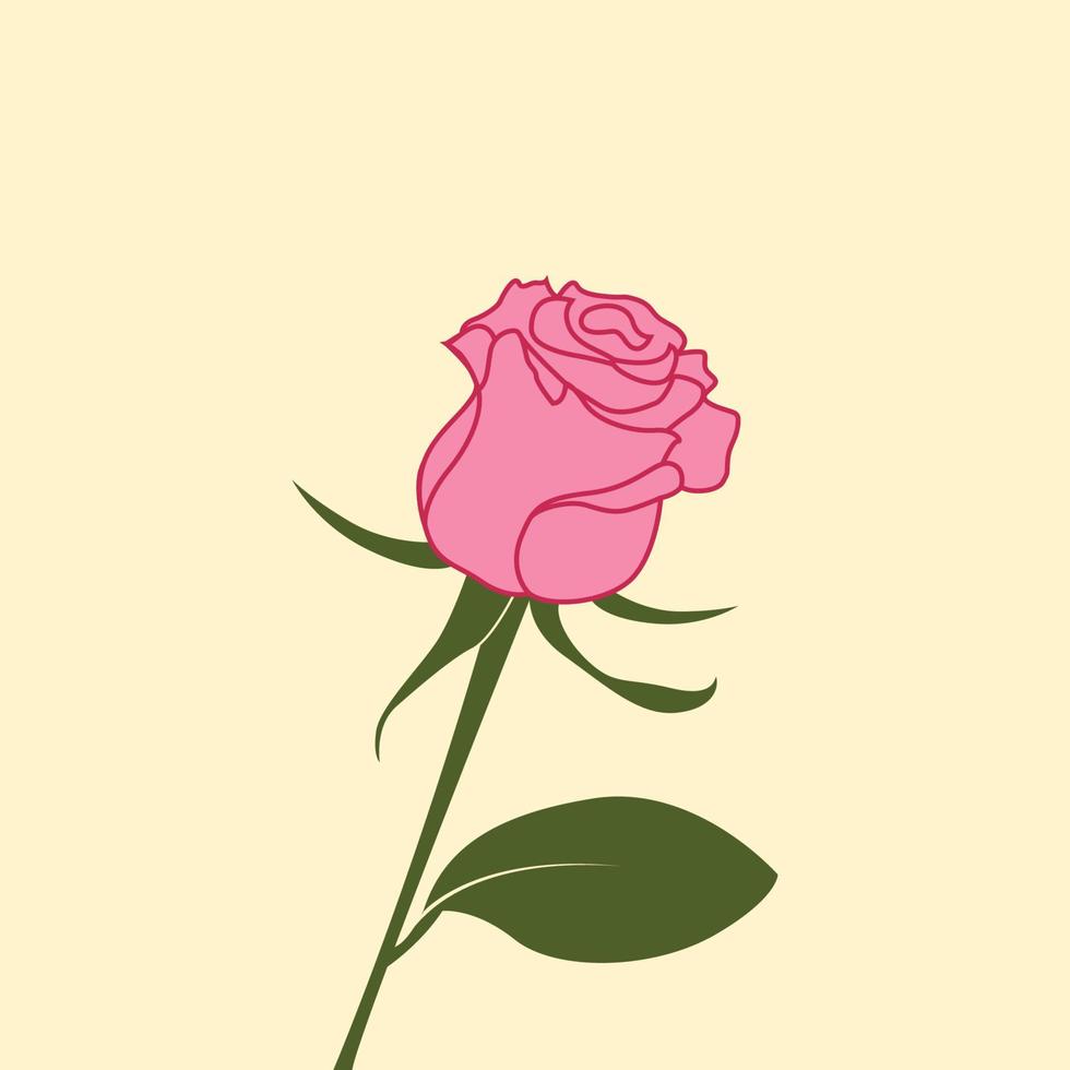 flor de rosa dibujo de una línea ilustración vectorial minimalismo diseño de moda floral para el día de la rosa, arte de pared, diseño de garabatos vector