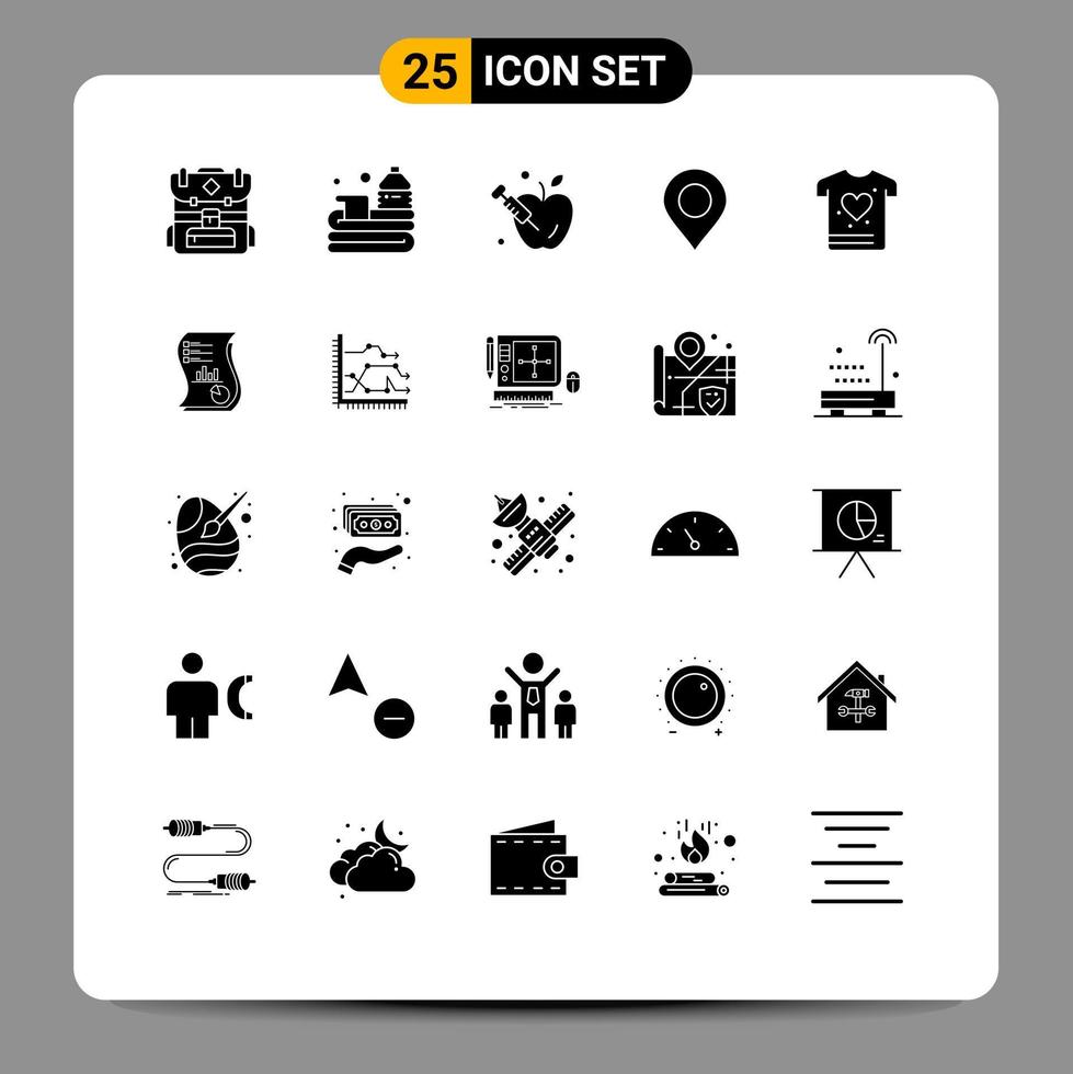 25 iconos creativos signos y símbolos modernos de auditoría shrit apple gym marcador elementos de diseño vectorial editables vector