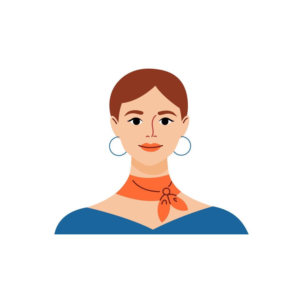 avatar de personaje femenino sonriente. ilustración vectorial plana. vector