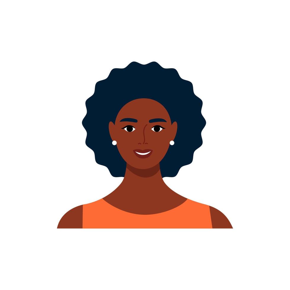 Smiling female character avatar. Flat vector illustration.