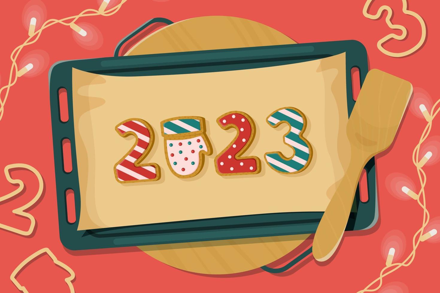 Christmas gingerbread cookies on a baking sheet. vector