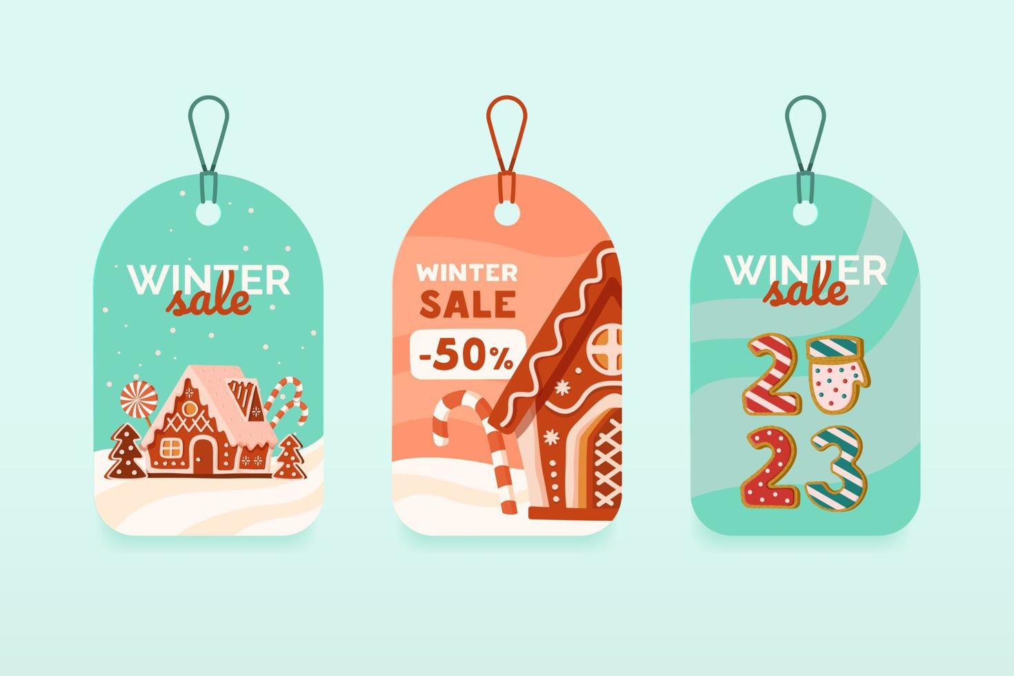 Set of decorative Christmas labels, price tags. vector