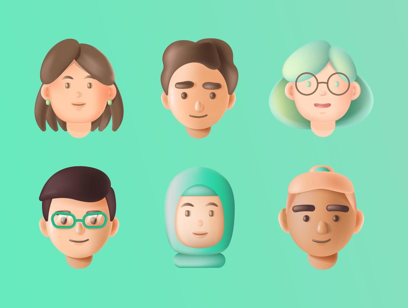 avatares de personas felices de diferentes razas vector