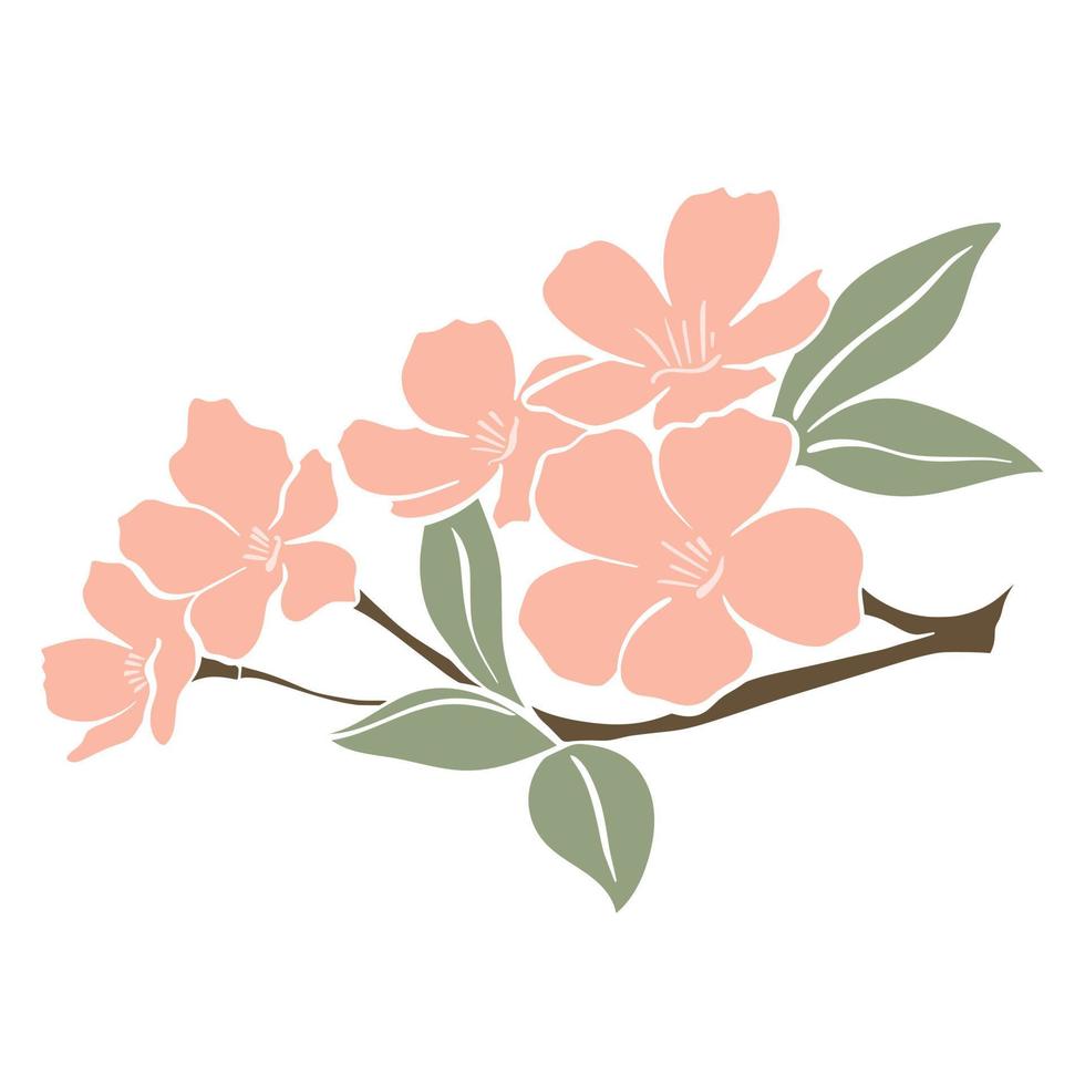 Flower branch of tree. Spring flowering fruit tree vector