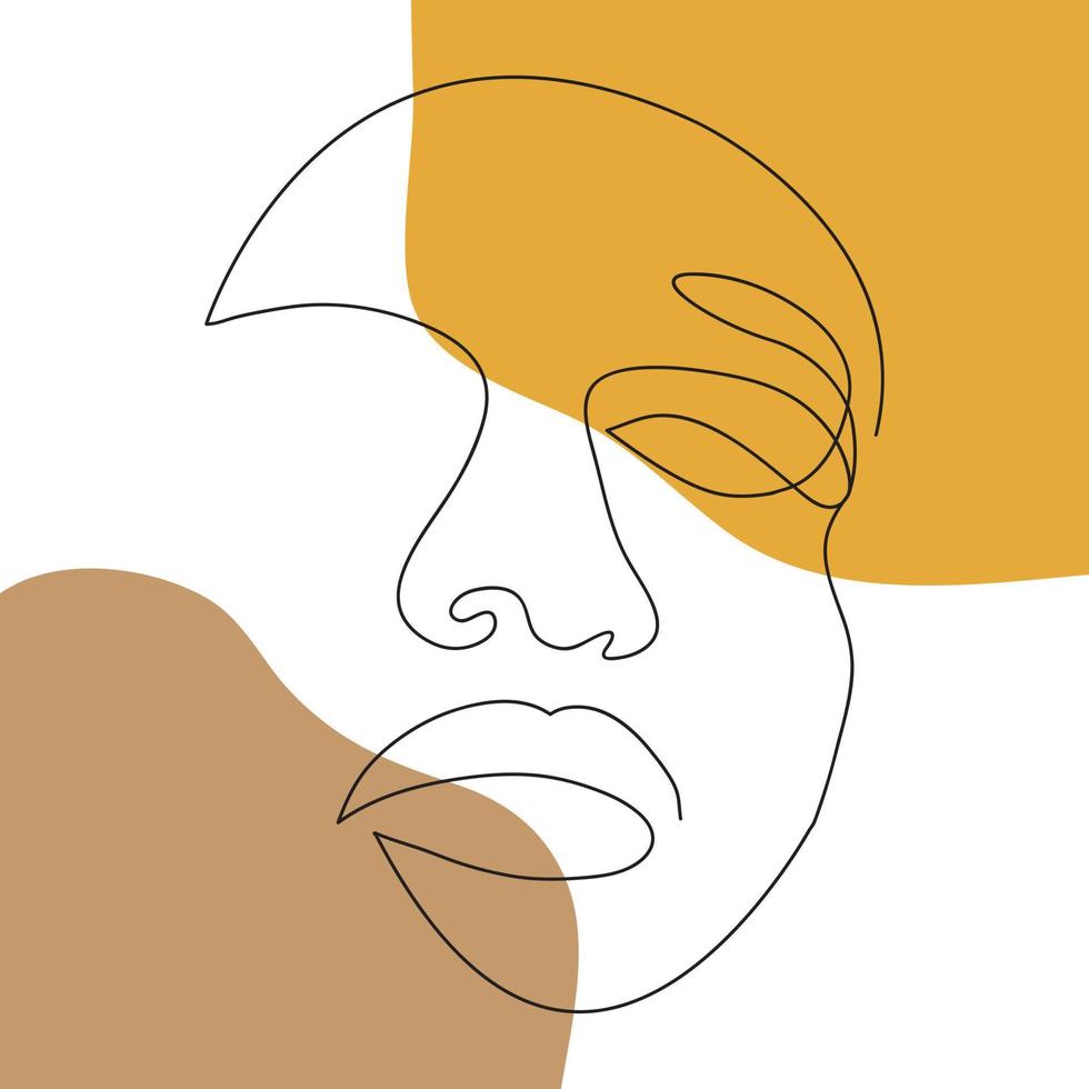 dibujo de línea continua de un rostro humano. ilustración de arte minimalista contemporáneo mini impresión de arte enmarcada vector