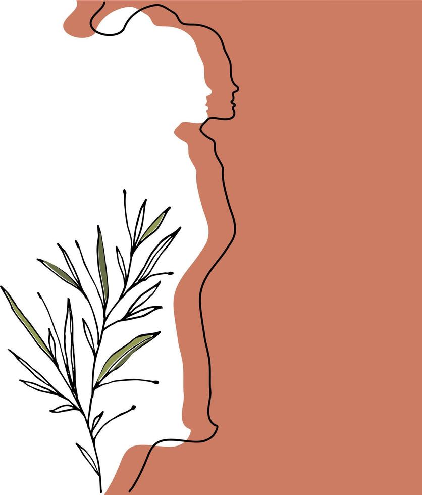 arte de línea continua de una mujer. arte minimalista de dibujo de una línea. Ilustración de arte minimalista moderno de una mujer que se siente sola. vector