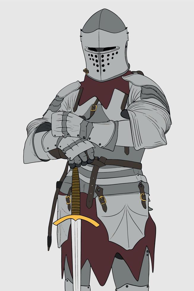 Illustration of medieval knight with sword vector