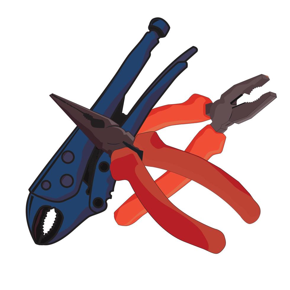 Mechanic tools adjustable wrench and pliers vector