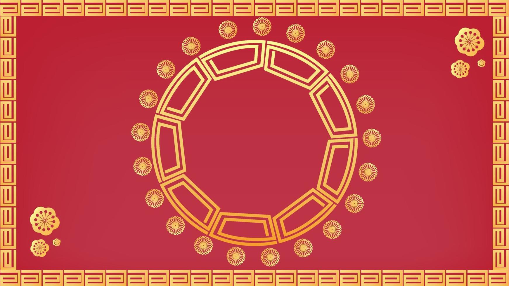 plantilla de fondo de año nuevo chino. Fondo de marco de año lunar feliz con vector de ornamento en proporción de 4k. adecuado para el fondo del cartel publicitario.
