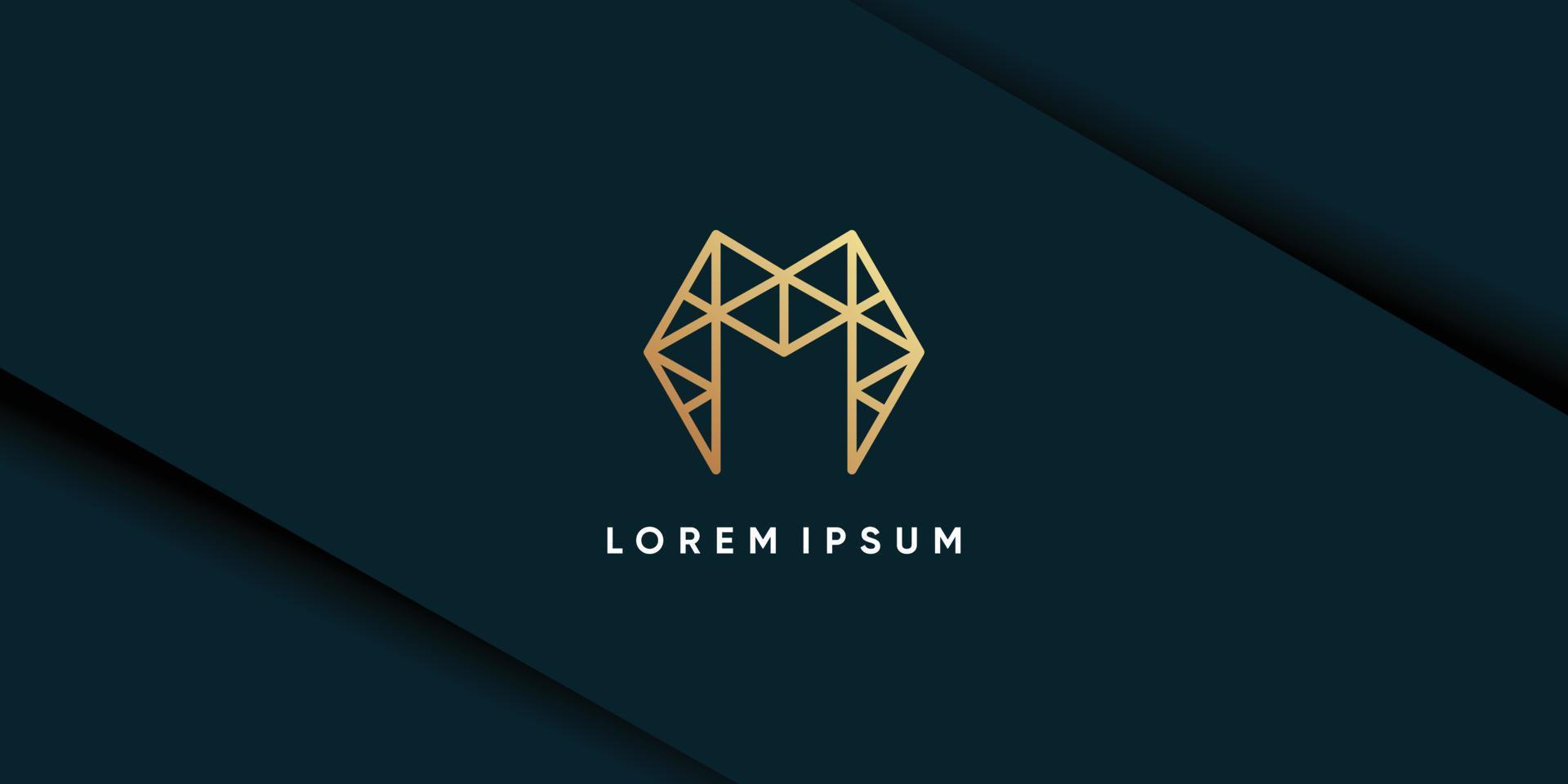 lineart inicial del logotipo m con diseño creativo para empresas vector