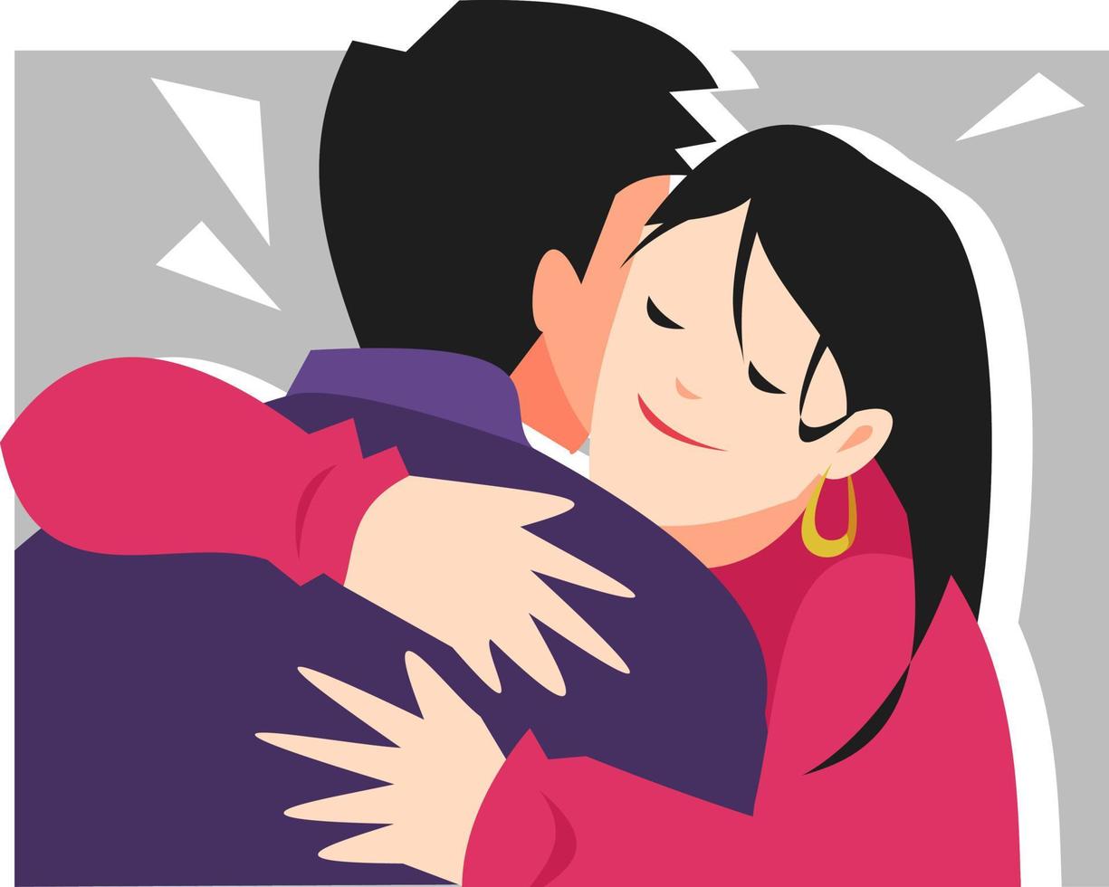 illustration of man and woman hugging. suitable for the theme of affection, longing, couples, family etc. flat vector