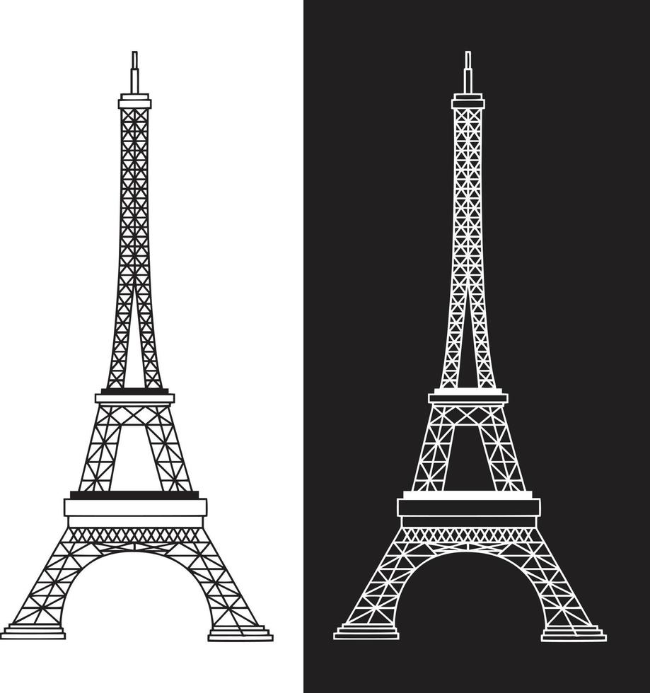 torre eiffel ilustración vectorial versión en blanco y negro vector