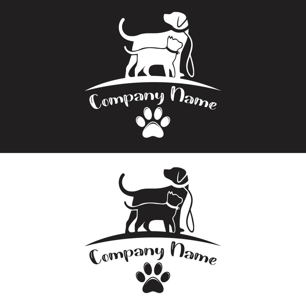 vector de diseño de logotipo de mascota animal, perro y gato