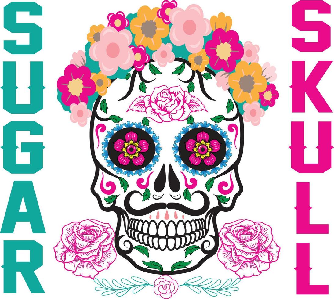 Stylized modern decorative mexican vintage sugar skull premium vector art illustration