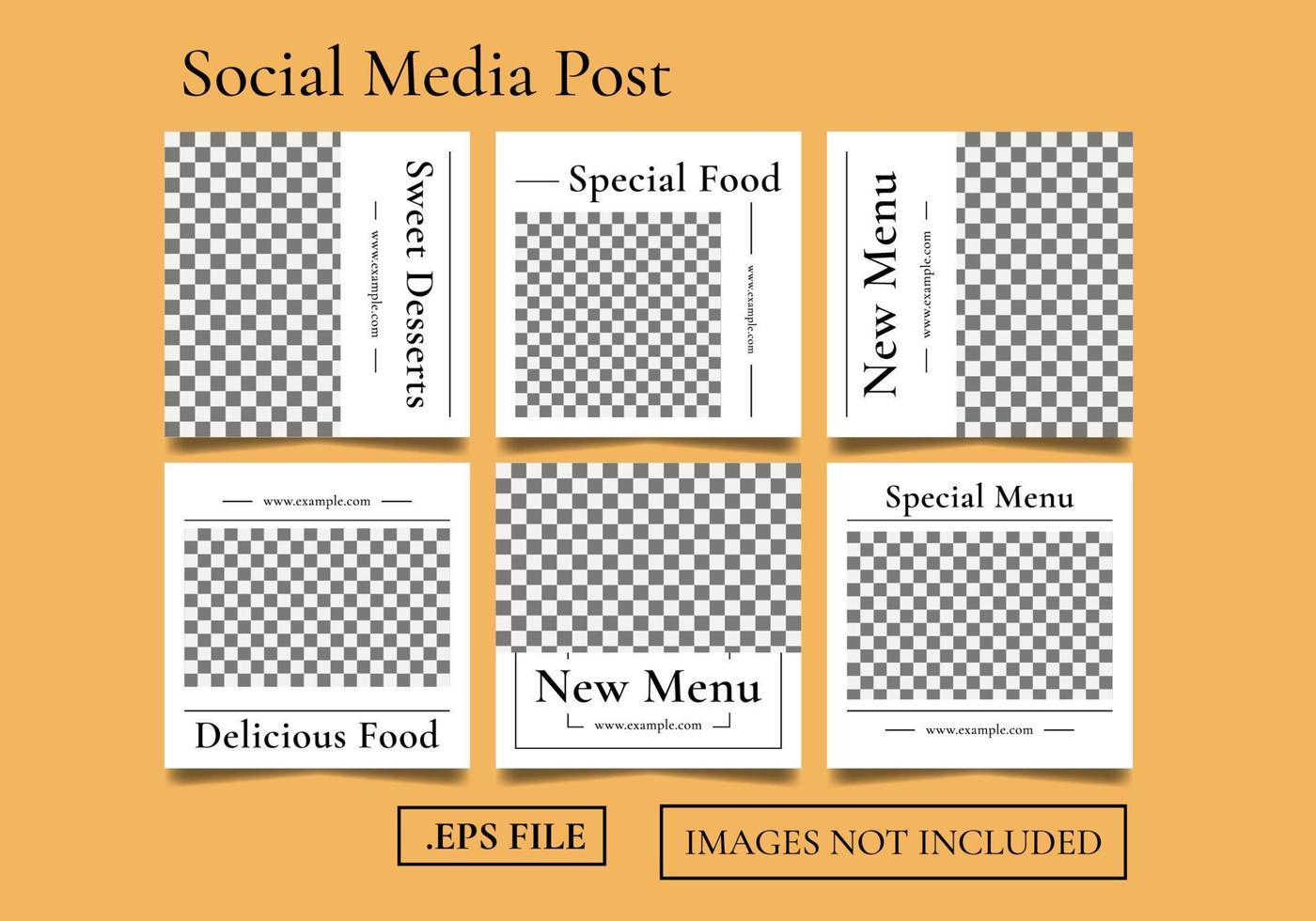 plantilla de feed de redes sociales de menú de comida deliciosa vector