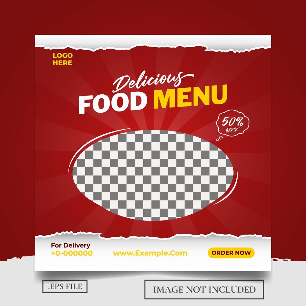 Delicious Food Menu Social Media Post Template vector