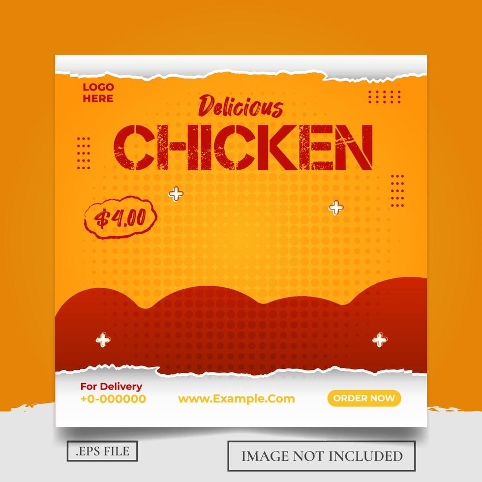 Delicious Food Menu Social Media Post Template vector