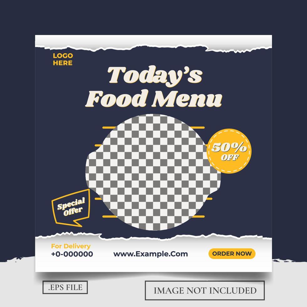 Delicious Food Menu Social Media Post Template vector